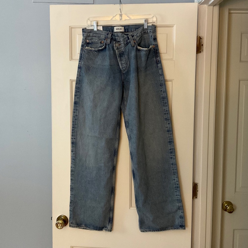 AGOLDE Arc Criss Cross Jean Conclusion Blue Wide Leg Denim Pants 27 NEW Jeans - Picture 3 of 13